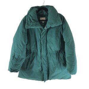 A New Day Womens Green Puffer Coat Cinch Waist Warmer XXL